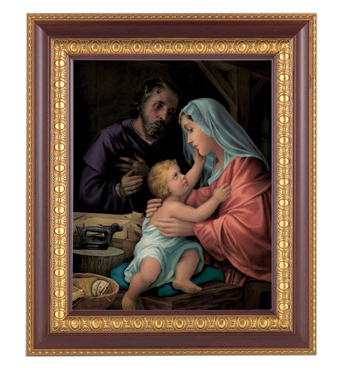 Cadre imprimé Sainte Famille : Cerisier foncé avec doré 20x25 cm