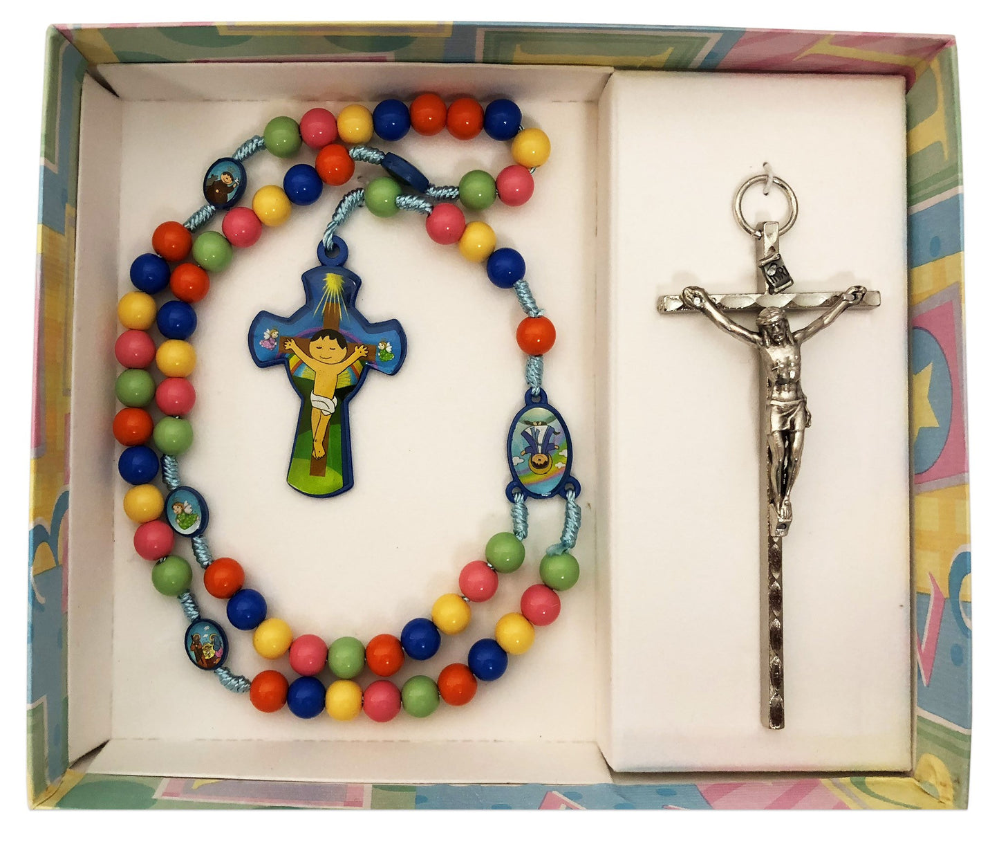 Multi Colour Wood Rosary Gift Set