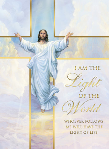 Mass Cards: I am the Light of the World Whoever Follows Me Will Have this Light of Life (Box of 50)