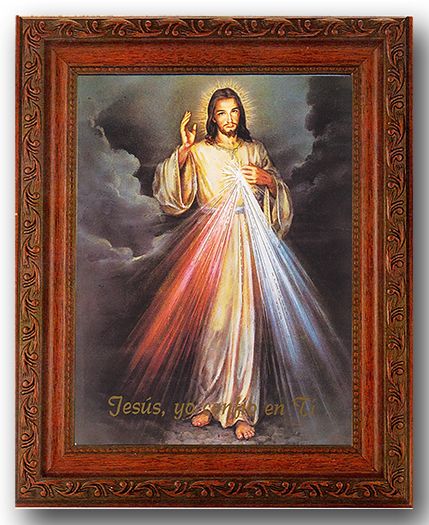 Spanish Divine Mercy Framed Picture 8 x 10"