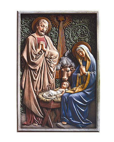 Carved Nativity Wall Plaque 8.5 x 13"