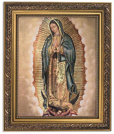 Cuadro de Nuestra Señora de Guadalupe con Marco Dorado 11 x 13"