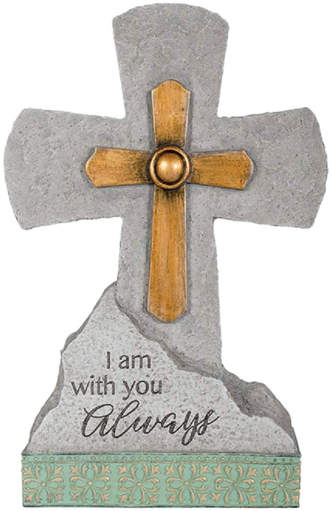 I am With You Always: Memorial Garden Standing Cross 12"