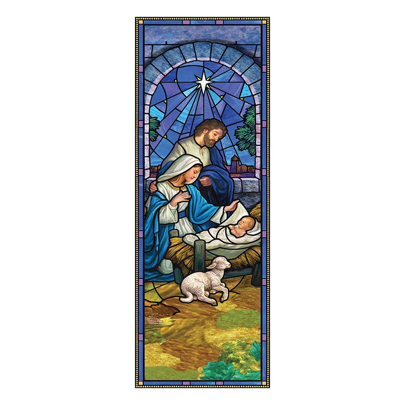 Estantería para estandarte del pesebre de vitral con soporte en X