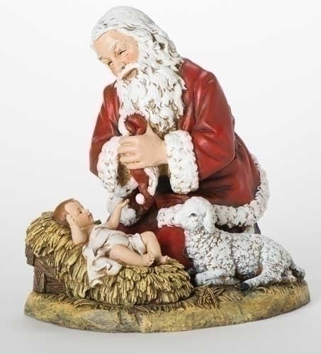 Statue du Père Noël agenouillé 33 cm