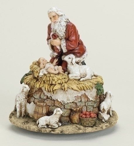 Kneeling Santa Musical Statue 5.75"