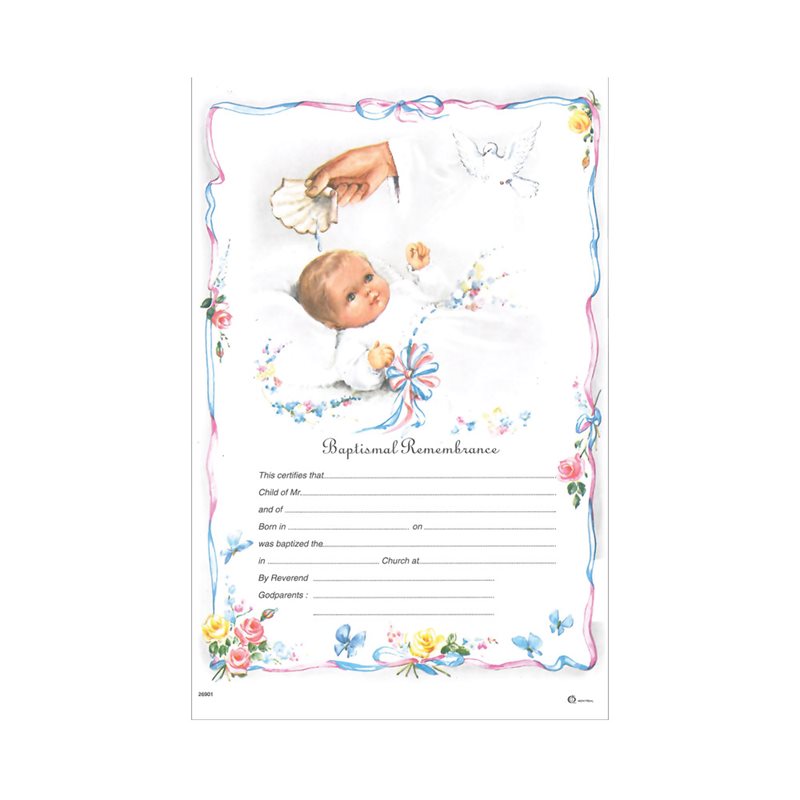 Baptismal Remembrance Certificate (Pack of 50)