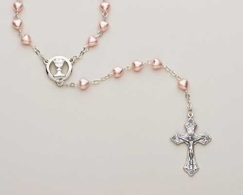 First Communion Pearl Heart Rosary