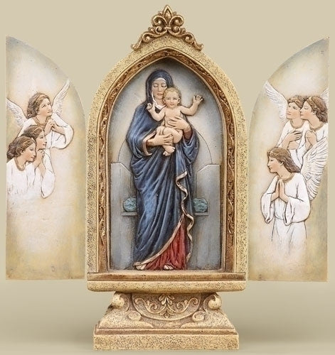 Standing Madonna And Child Triptych 9"