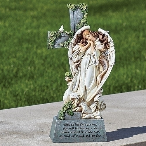 Irish Memorial Angel Cross Garden Statue 14"