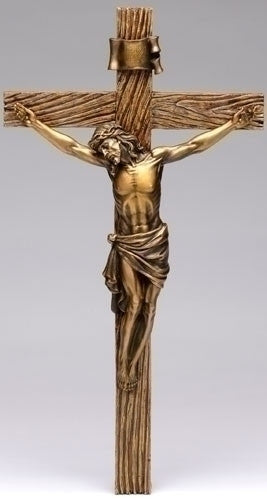 Crucifix - Antique Gold Crucifix  13.25"