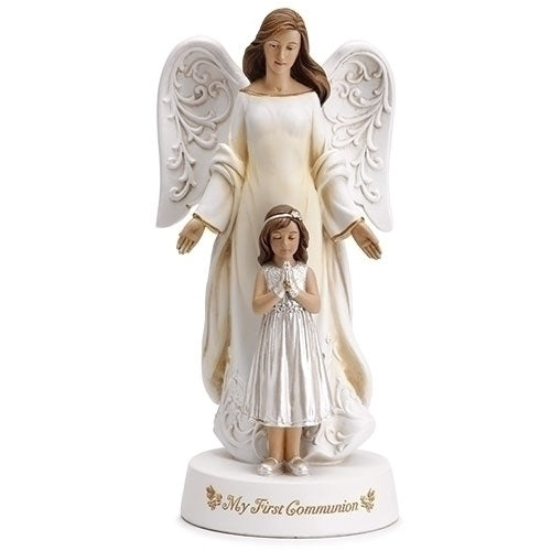 Estatua de Ángel y Niña de Primera Comunión de 19,7 cm