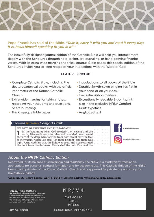 NRSV, Catholic Bible, Journal Edition
