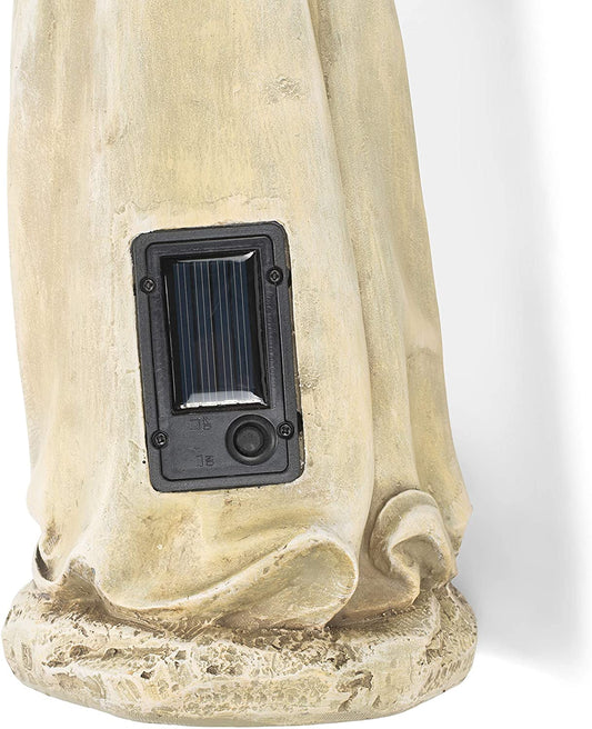 Statue de bain d'oiseaux solaire de collection Saint François 20"