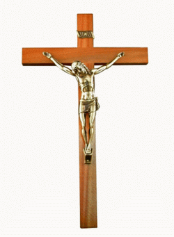 Crucifix With Brass Corpus 16.5" Wood