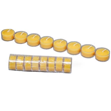 Natural Beeswax Tealight Candles in Clear Holder (Pack of 8)
