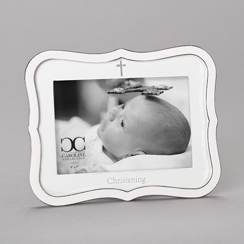 Cadre photo de baptême blanc 10 x 15 cm