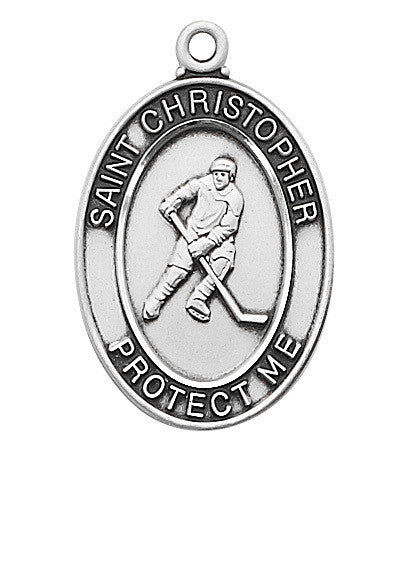 Sterling Silver St. Christopher Sports Medal: Male Hockey