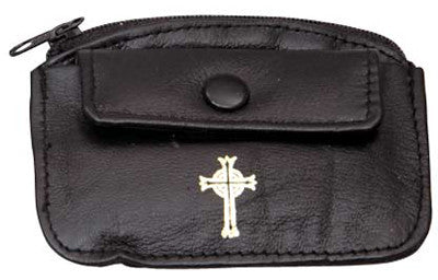 Estuche de cuero con cremallera para rosario
