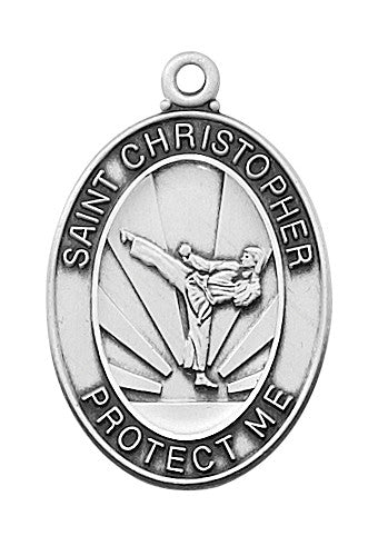 Sterling Silver St. Christopher Sports Medal: Male Karate