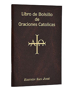 Cover of the book 'Libro de Bolsillo de Oraciones Catolicas' featuring a cross and the text 'LIBRO DE BOLSILLO DE ORACIONES CATOLICAS' along with 'Edición San José'.