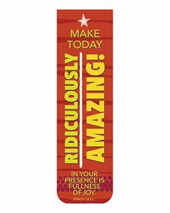 A red and yellow magnetic bookmark with the text 'Make Today Amazing!' and a Bible verse reference.