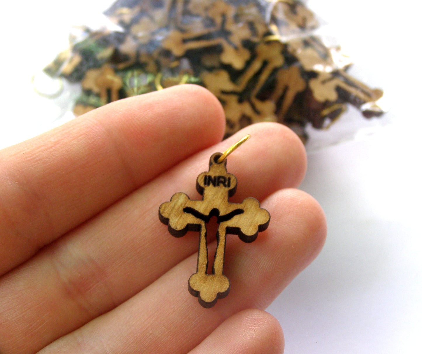 Olive Wood Cross Pendants with Cord