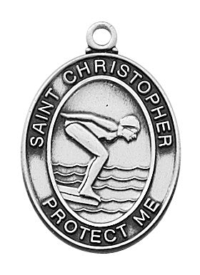Sterling Silver St. Christopher Sports Medal: Female Swimming