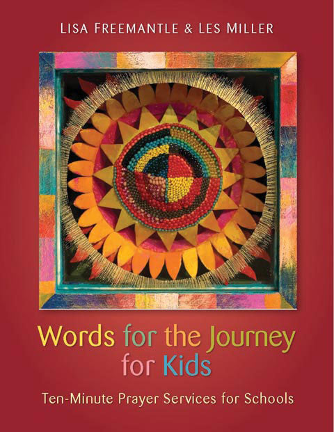 Cover of the book 'Words for the Journey for Kids' featuring a colorful circular pattern on a red background, with the authors' names at the top.