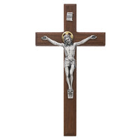 Crucifix - 8" Beveled Walnut Crucifix