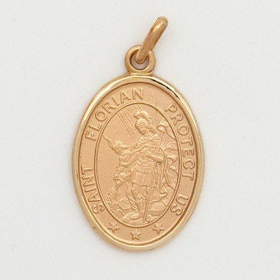 10k Gold Large Oval St. Florian Medal