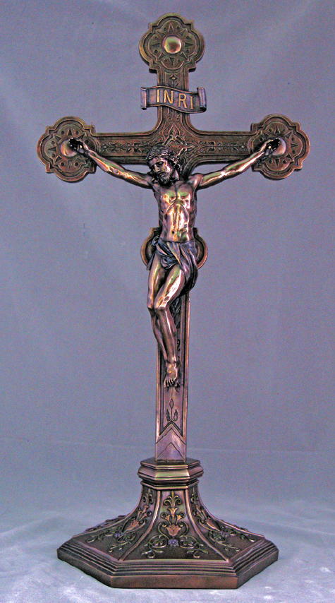Ornate Crucifix, Cold-Cast Bronze