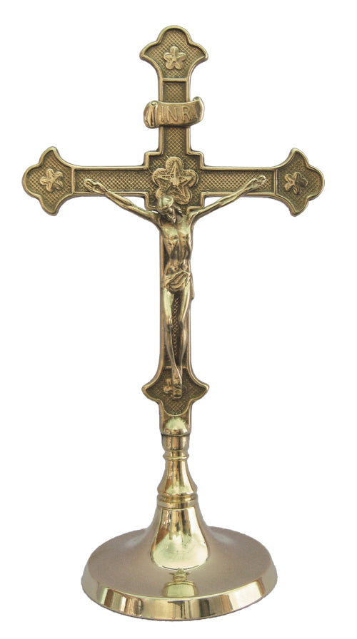 Polished Brass Standing Crucifix 11.5"