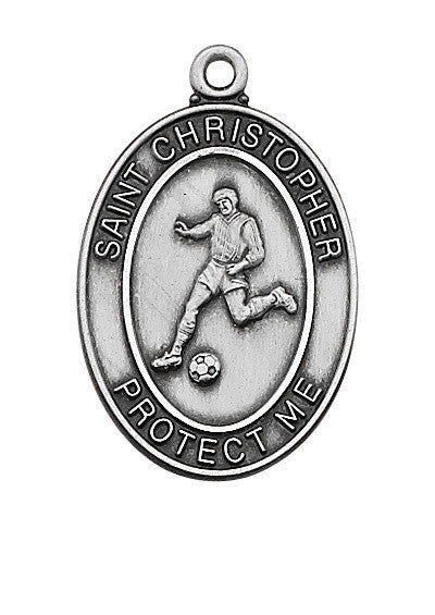 Sterling Silver St. Christopher Sports Medal: Male Soccer