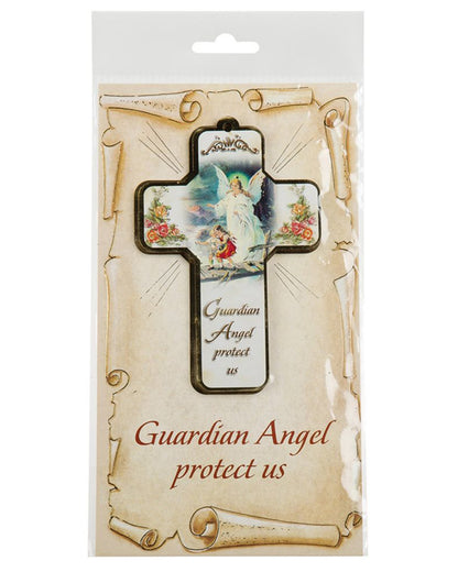 Guardian Angel Wooden Cross with Card 5"