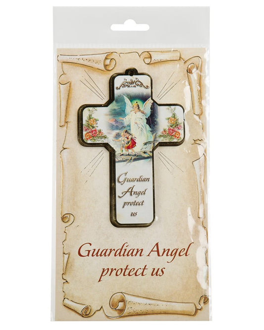 Guardian Angel Wooden Cross with Card 5"
