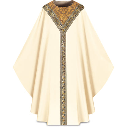 Chasuble romaine Slabbinck en laine Brugia avec orfroi en brocart