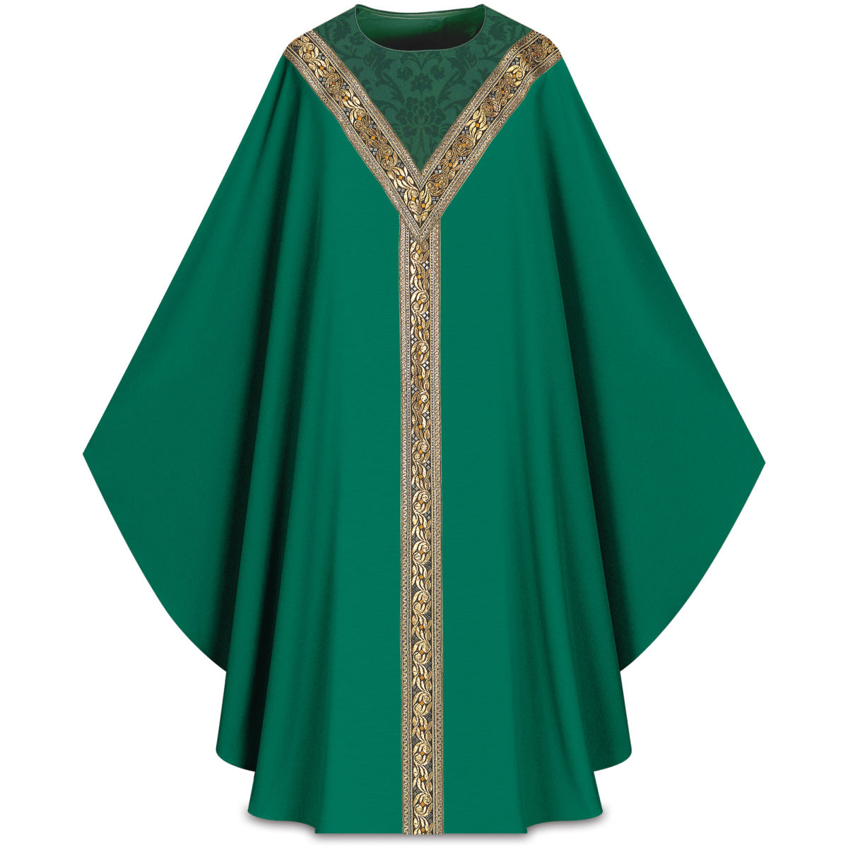 Chasuble romaine Slabbinck en laine Brugia avec orfroi en brocart