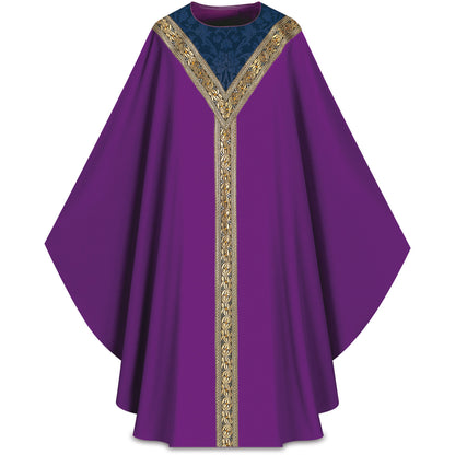 Chasuble romaine Slabbinck en laine Brugia avec orfroi en brocart