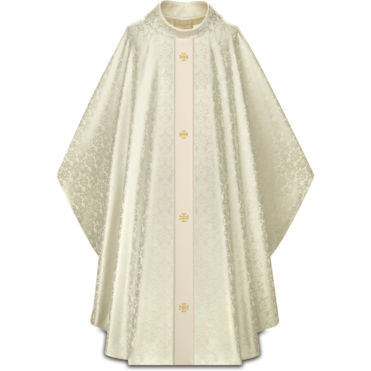 Chasuble gothique Slabbinck en tissu Duomo Damassé avec croix brodées or