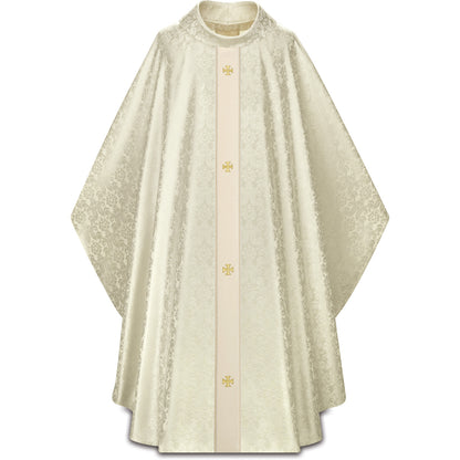 Chasuble gothique Slabbinck en tissu Duomo Damassé avec croix brodées or