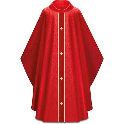 Chasuble gothique Slabbinck en tissu Duomo Damassé avec croix brodées or