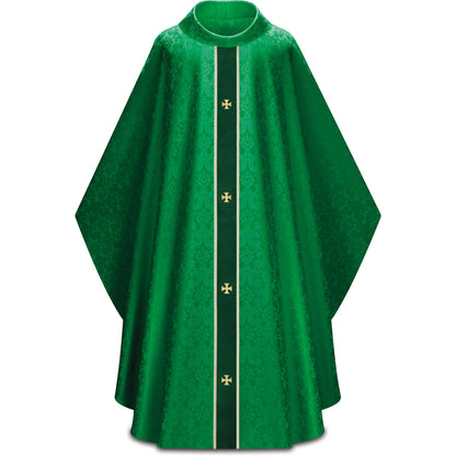 Chasuble gothique Slabbinck en tissu Duomo Damassé avec croix brodées or