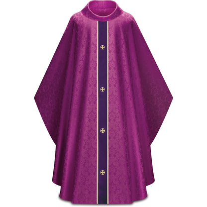 Chasuble gothique Slabbinck en tissu Duomo Damassé avec croix brodées or