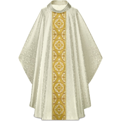 Chasuble Gothique Slabbinck en Brocart Damassé Duomo avec Col Roulé
