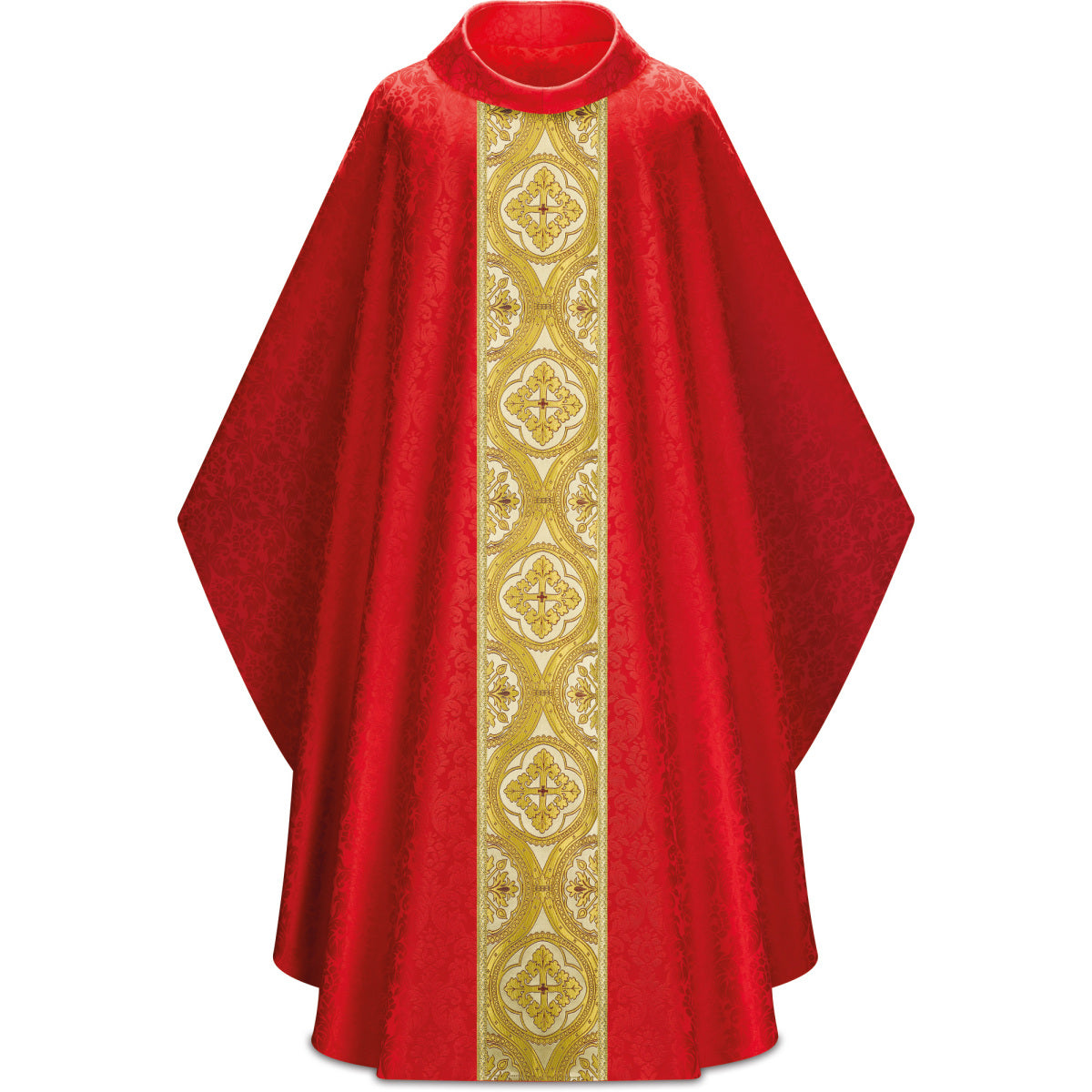 Chasuble Gothique Slabbinck en Brocart Damassé Duomo avec Col Roulé