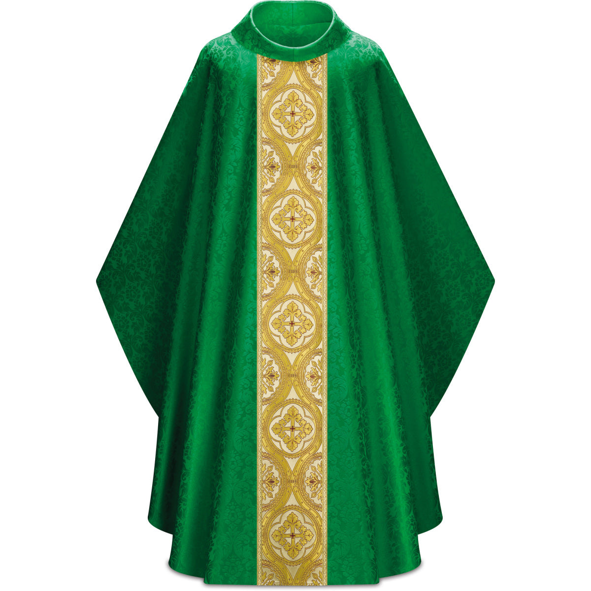 Chasuble Gothique Slabbinck en Brocart Damassé Duomo avec Col Roulé