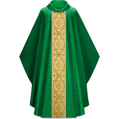 Chasuble Gothique Slabbinck en Brocart Damassé Duomo avec Col Roulé