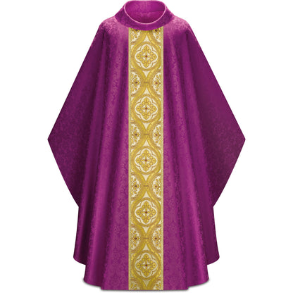 Chasuble Gothique Slabbinck en Brocart Damassé Duomo avec Col Roulé