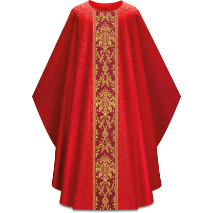 Chasuble Romaine Slabbinck en Damas Duomo avec Bande Tissée